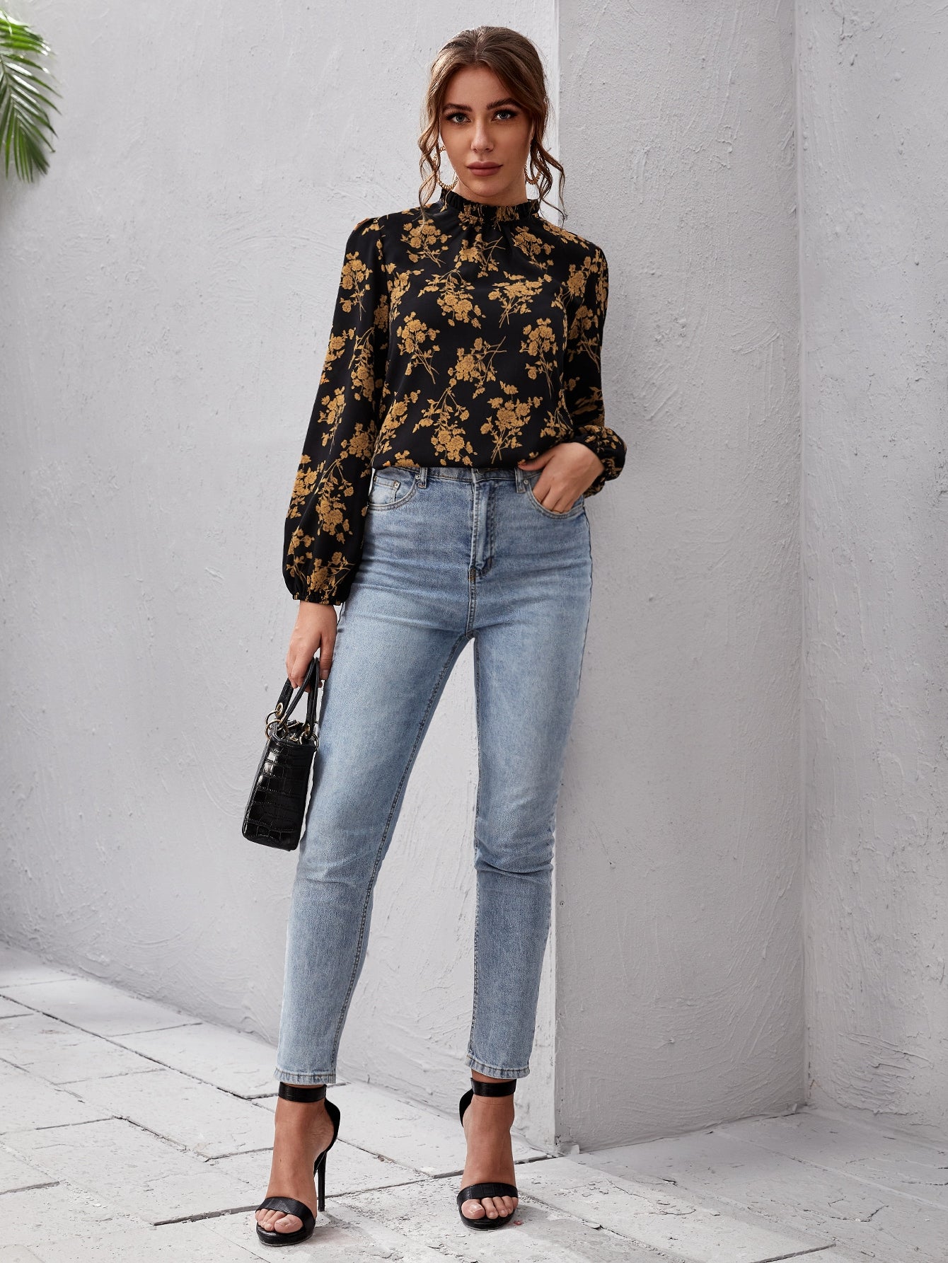 Frill Neck Floral Top