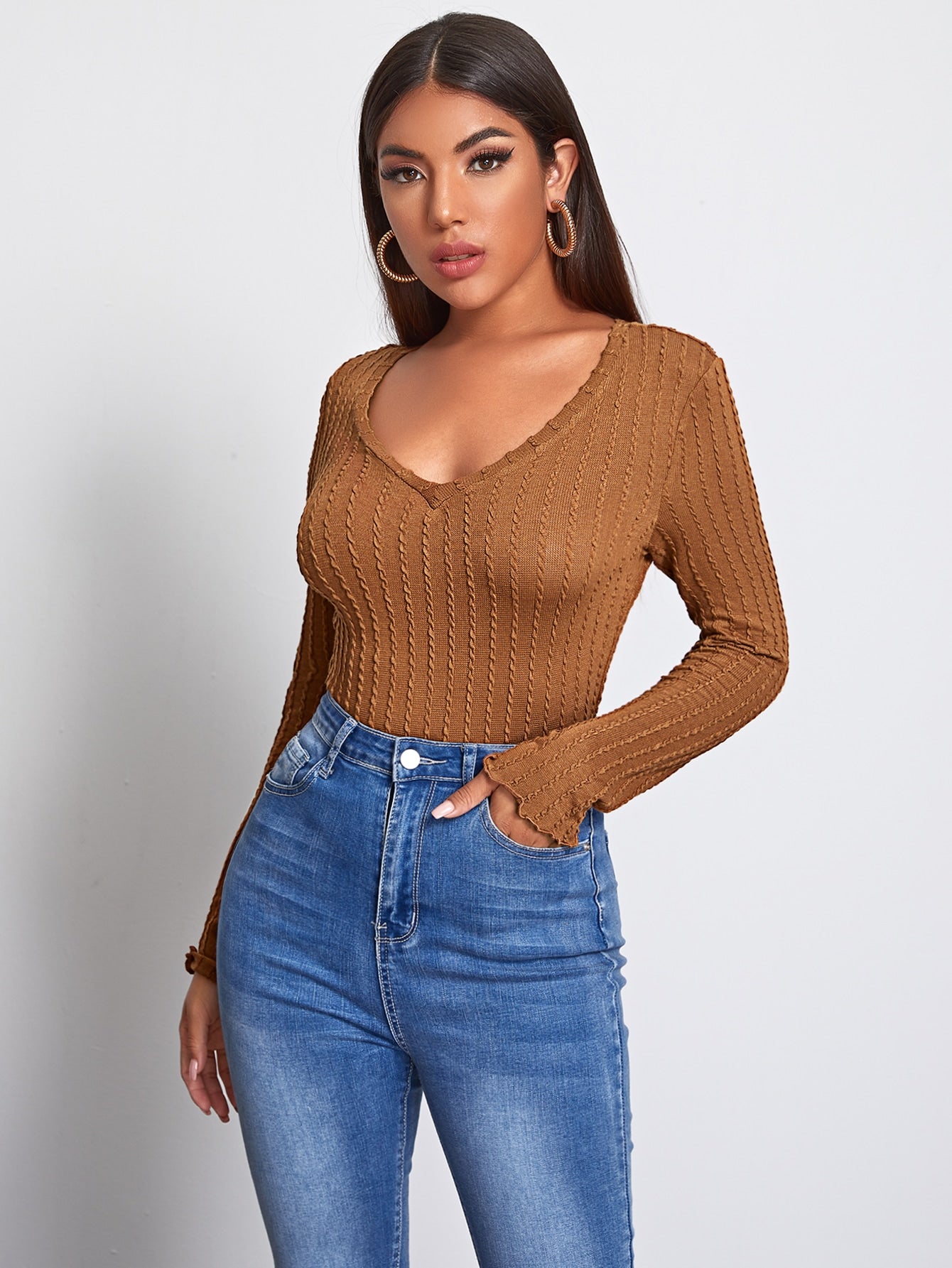 Cable Knit Solid Top