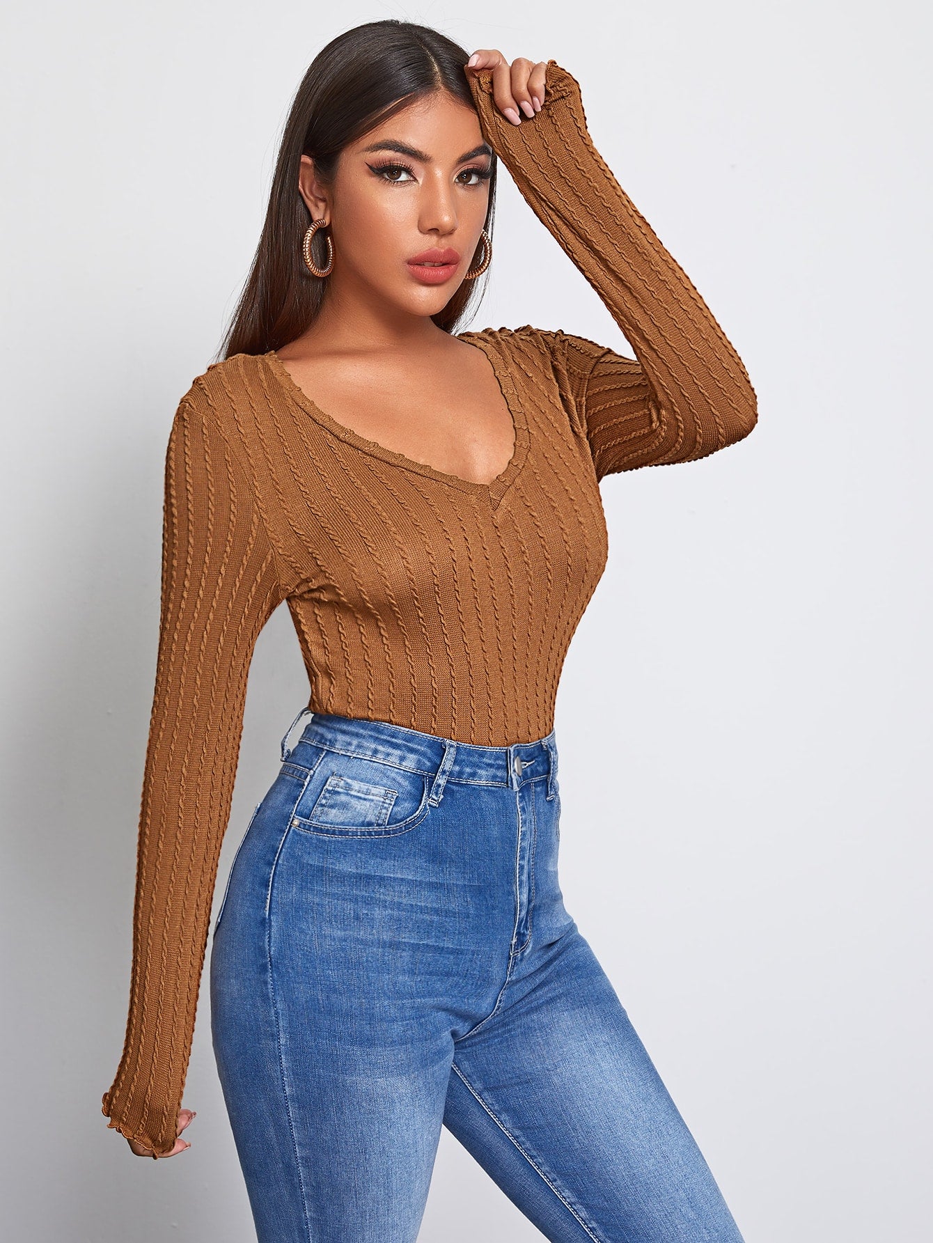 Cable Knit Solid Top
