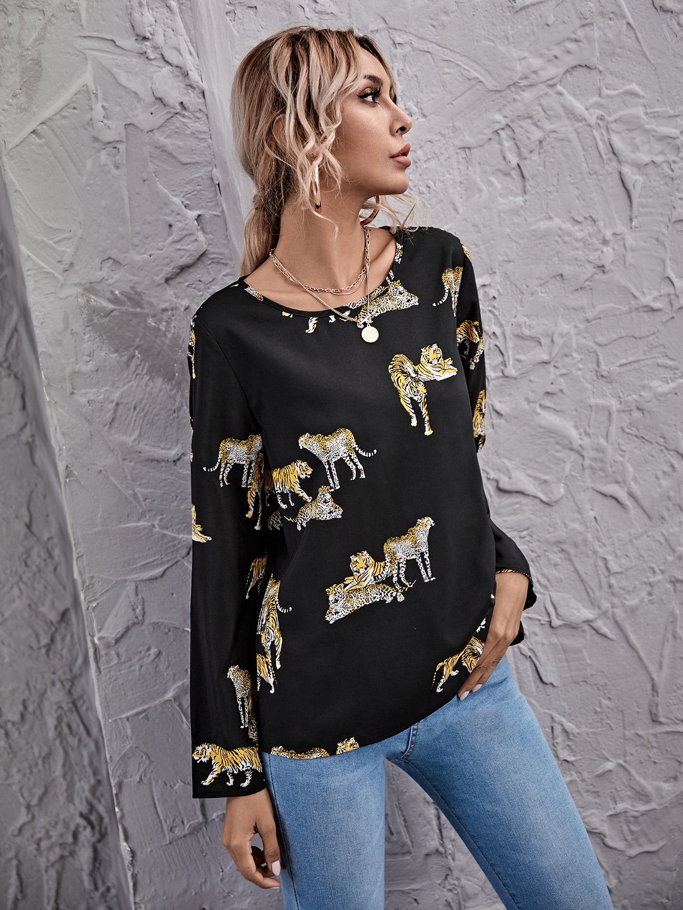 Tiger and Leopard Print Top