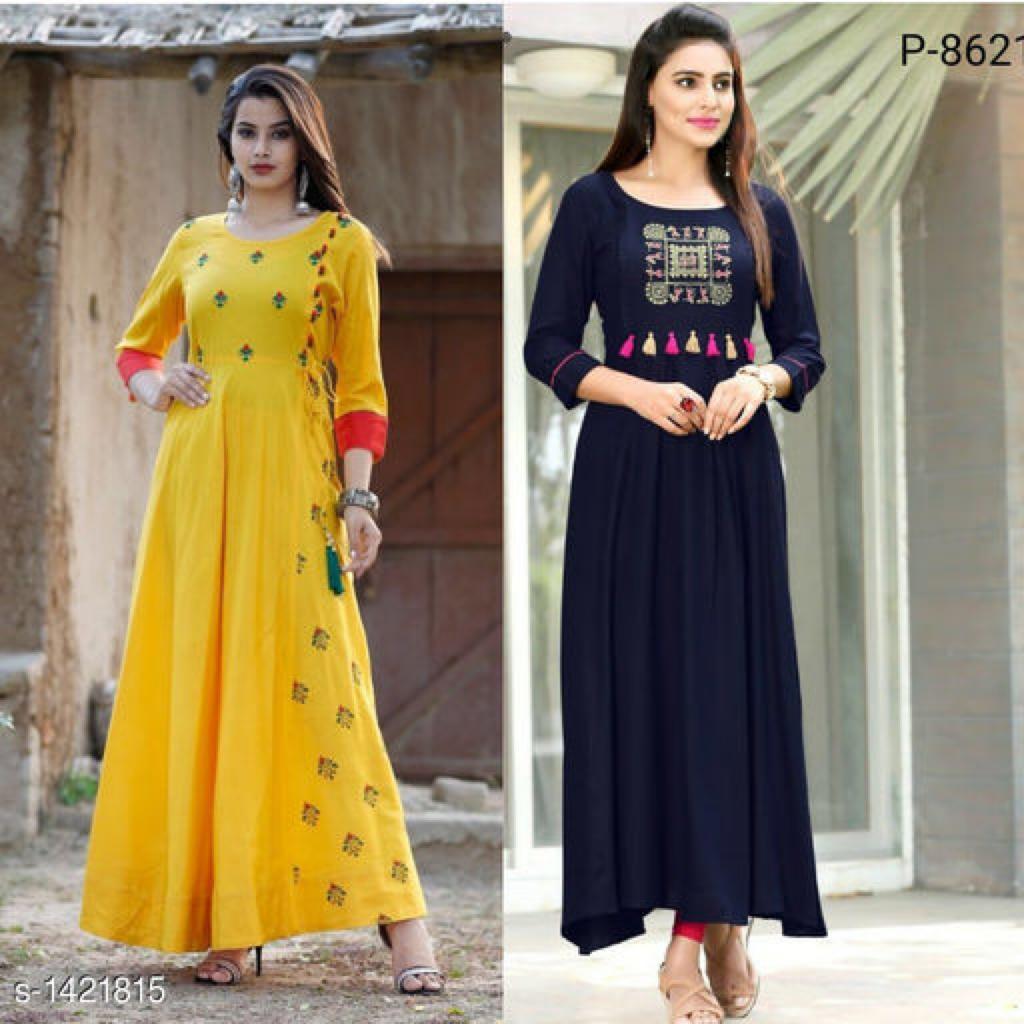2 Pcs of Ariya Designer Stylish Rayon Kurtis