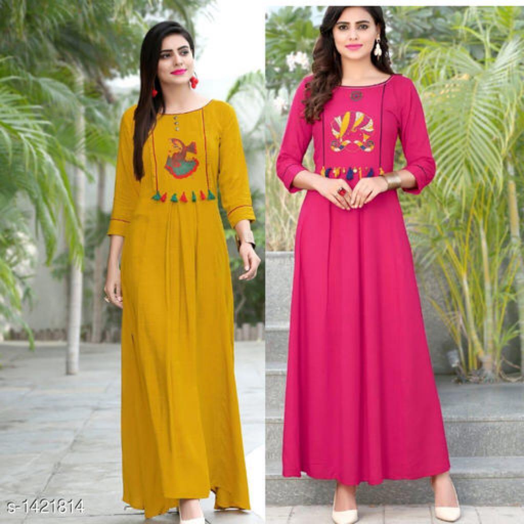 2 Pcs of Ariya Designer Stylish Rayon Kurtis