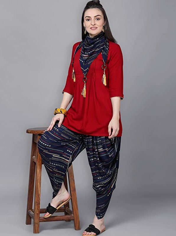 Women's Rayon Kurti and Dhoti Set