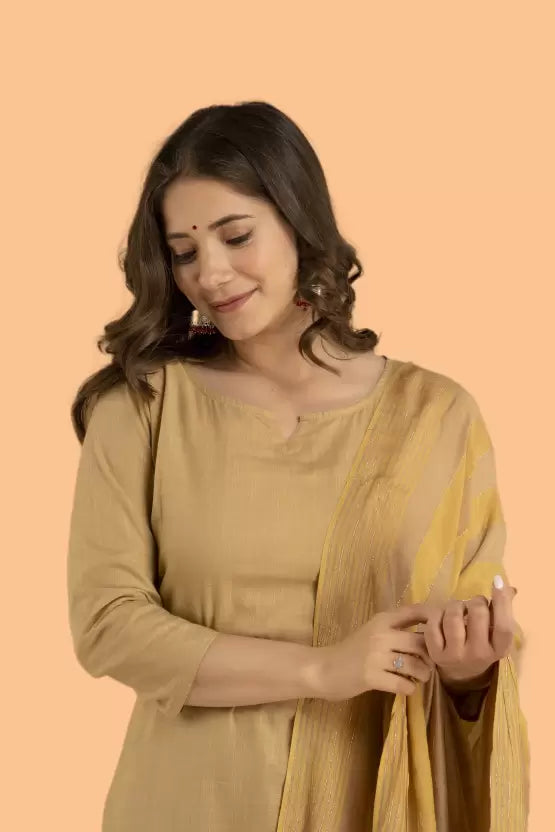 Women Cotton Blend Sky Blue Kurta Set with Dhoti pants