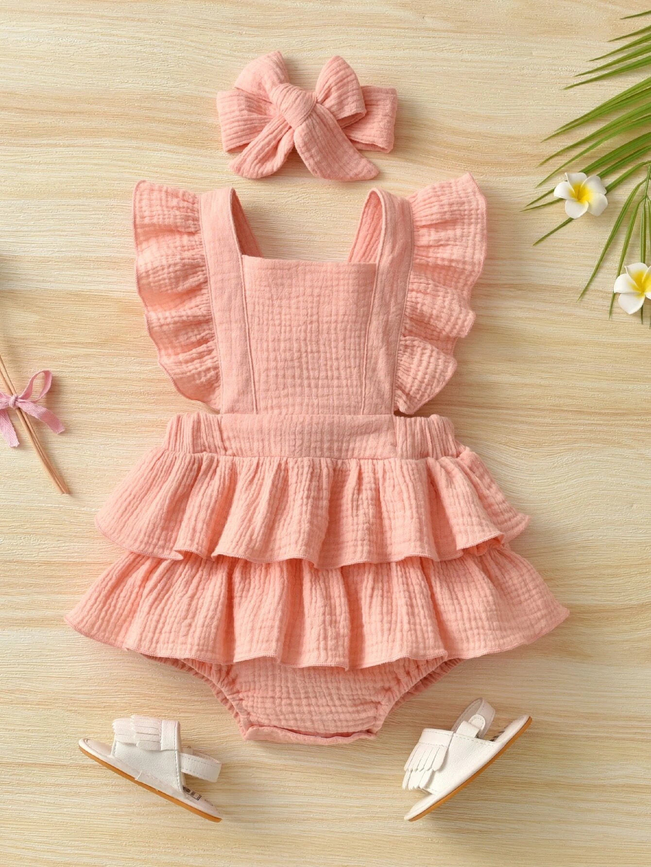 Baby Girl Pink Jumpsuit with Headband