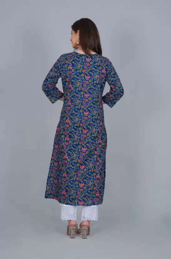 Women Blue Viscose Rayon A-line Kurta set