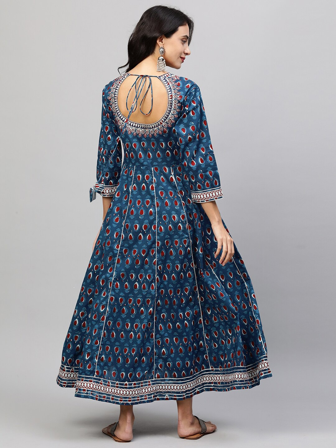 Blue Ethnic Motifs Ethnic Maxi Dress