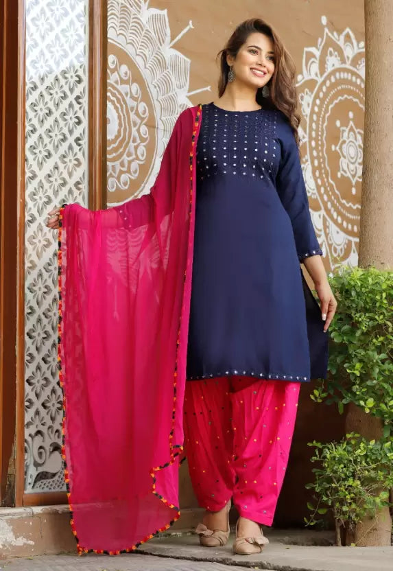 Blue Kurta Patiala set