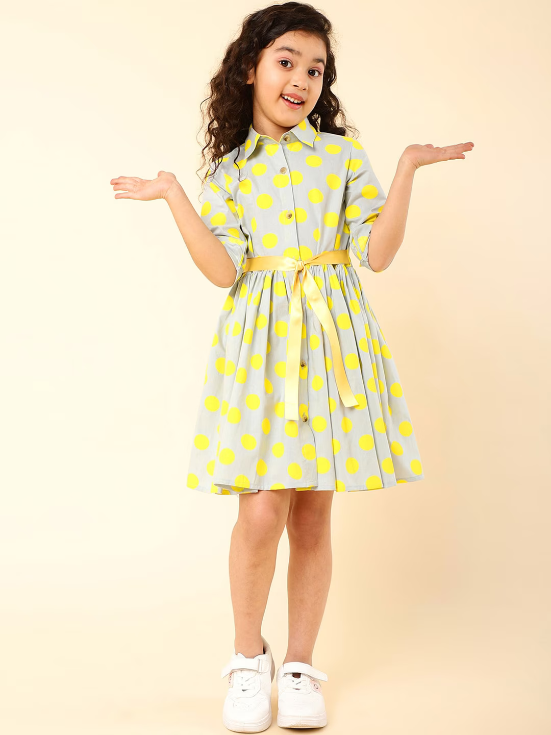 Girl Blue Striped Shirt Dress
