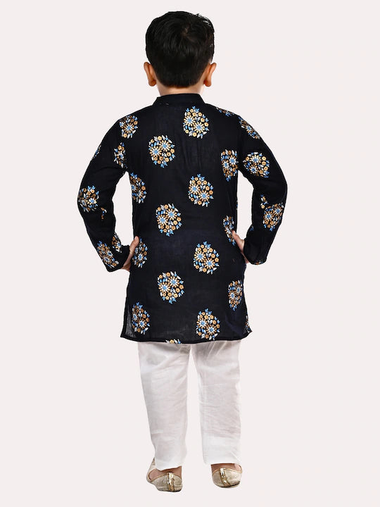 Boys Black Cotton Kurta set