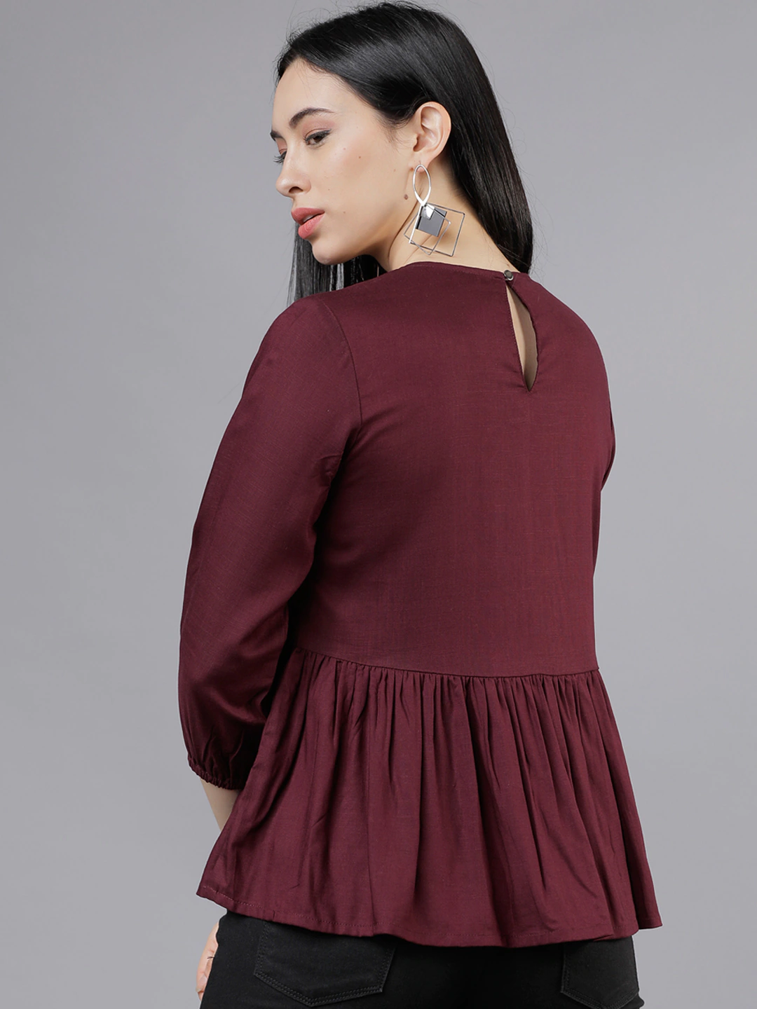 Women's Burgundy Lace Top