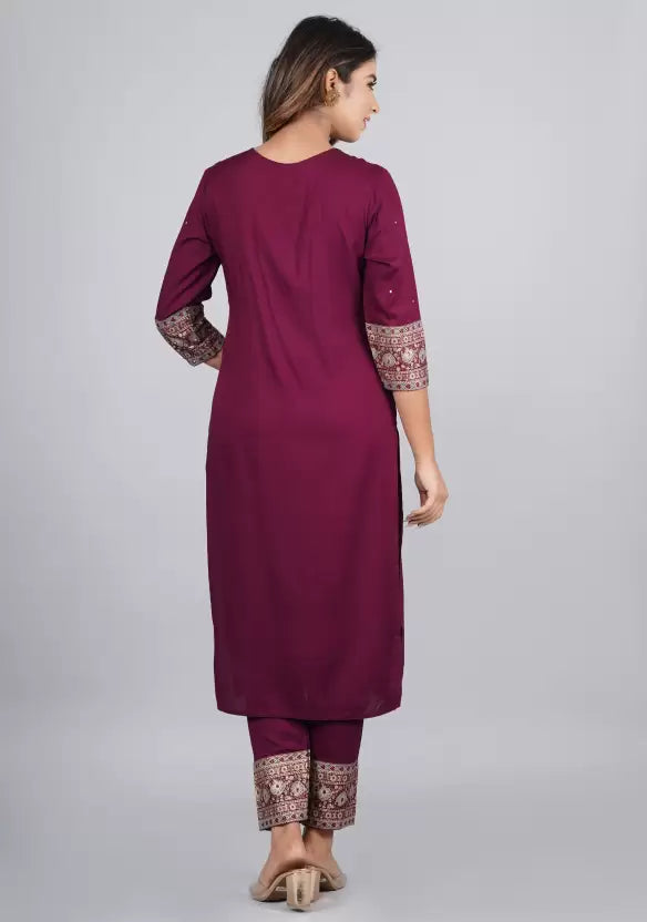 Women Kurta and Pant Set Viscose Rayon