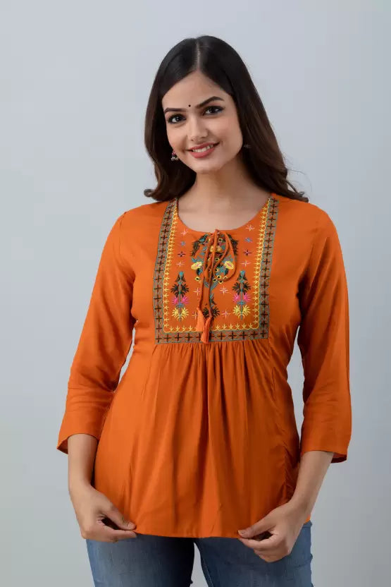 Casual Regular Sleeves Embroidered Women Top