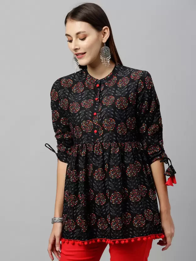 Casual Regular Sleeves Floral Print Women Multicolor Top