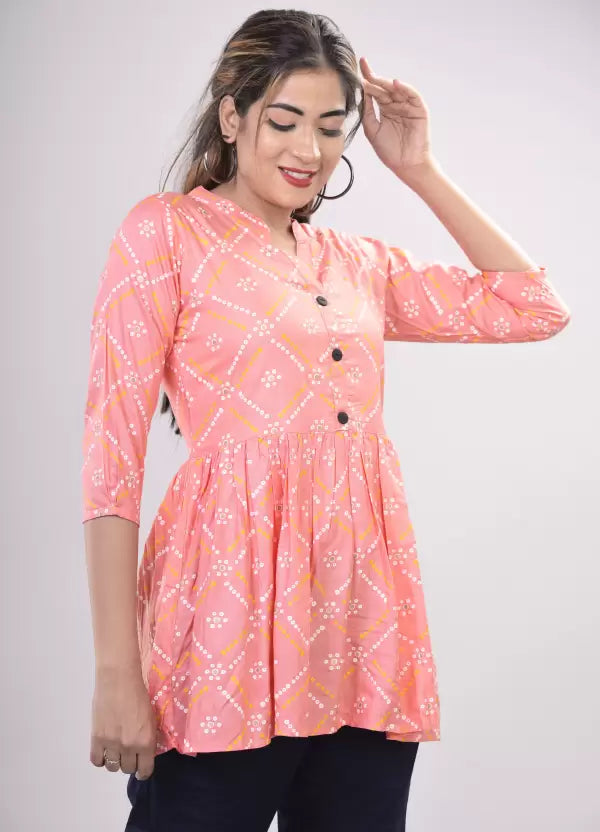 Casual Regular Sleeves Printed Women Multicolor Top