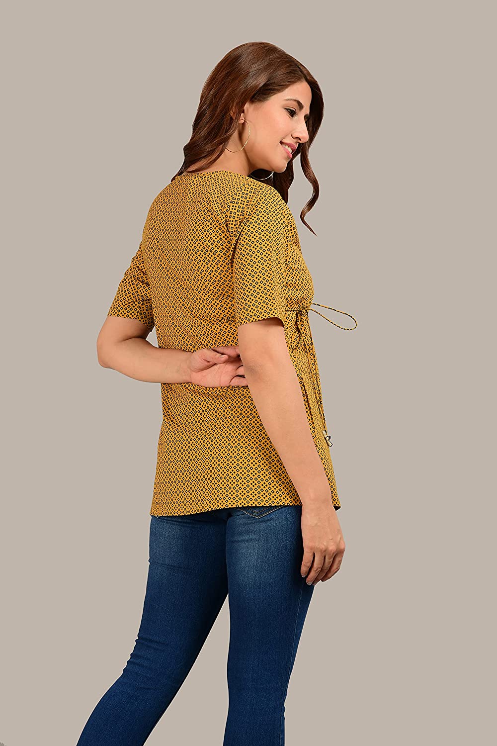 Women Cotton Paisley Printed Angrakha Top