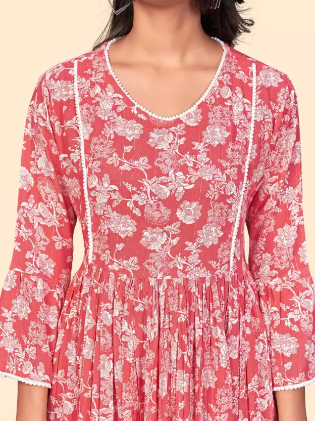 Georgette Pink Flare Dress