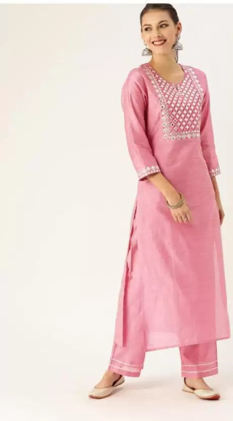 Women Pink Kurta and Palazzo Set