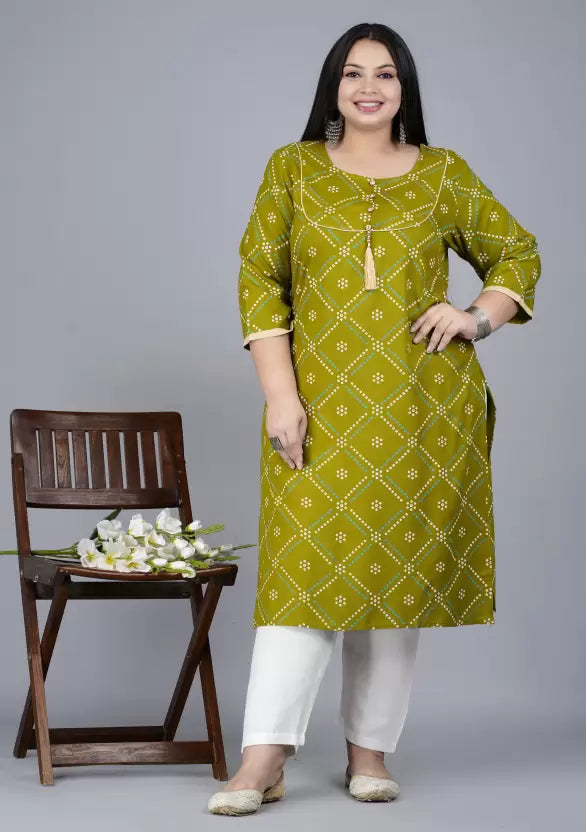 Women Viscose Rayon Green Kurta and Pant Set
