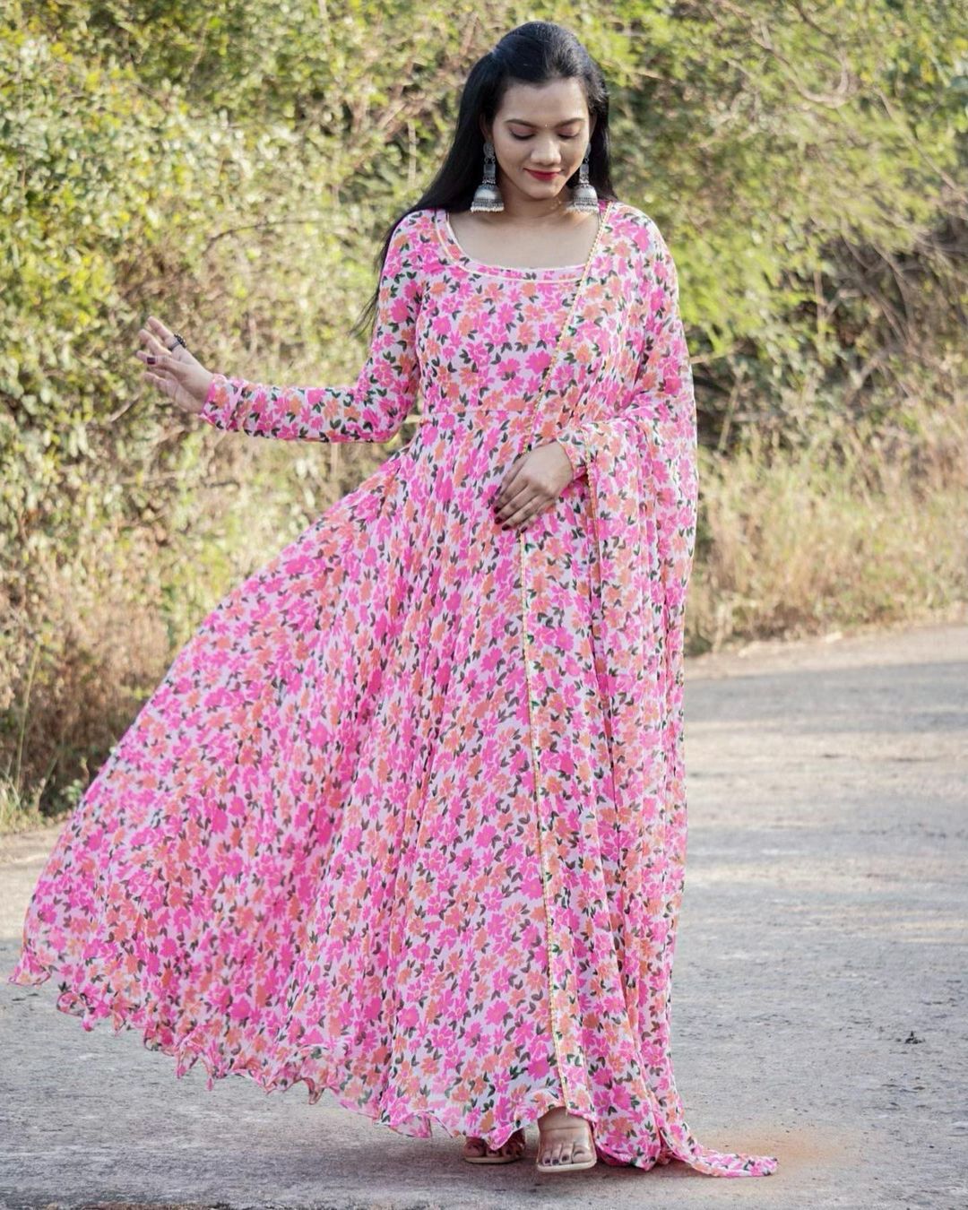 Women Maxi Gown With Shawl