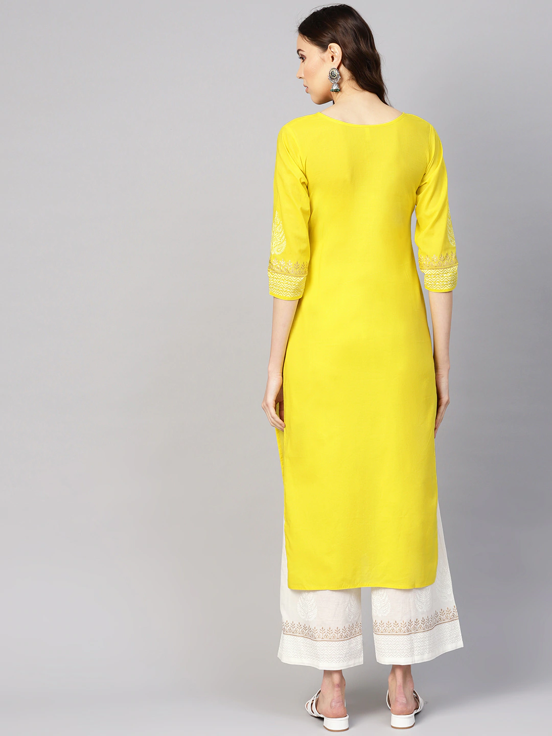 Yellow Block Print Kurta Set