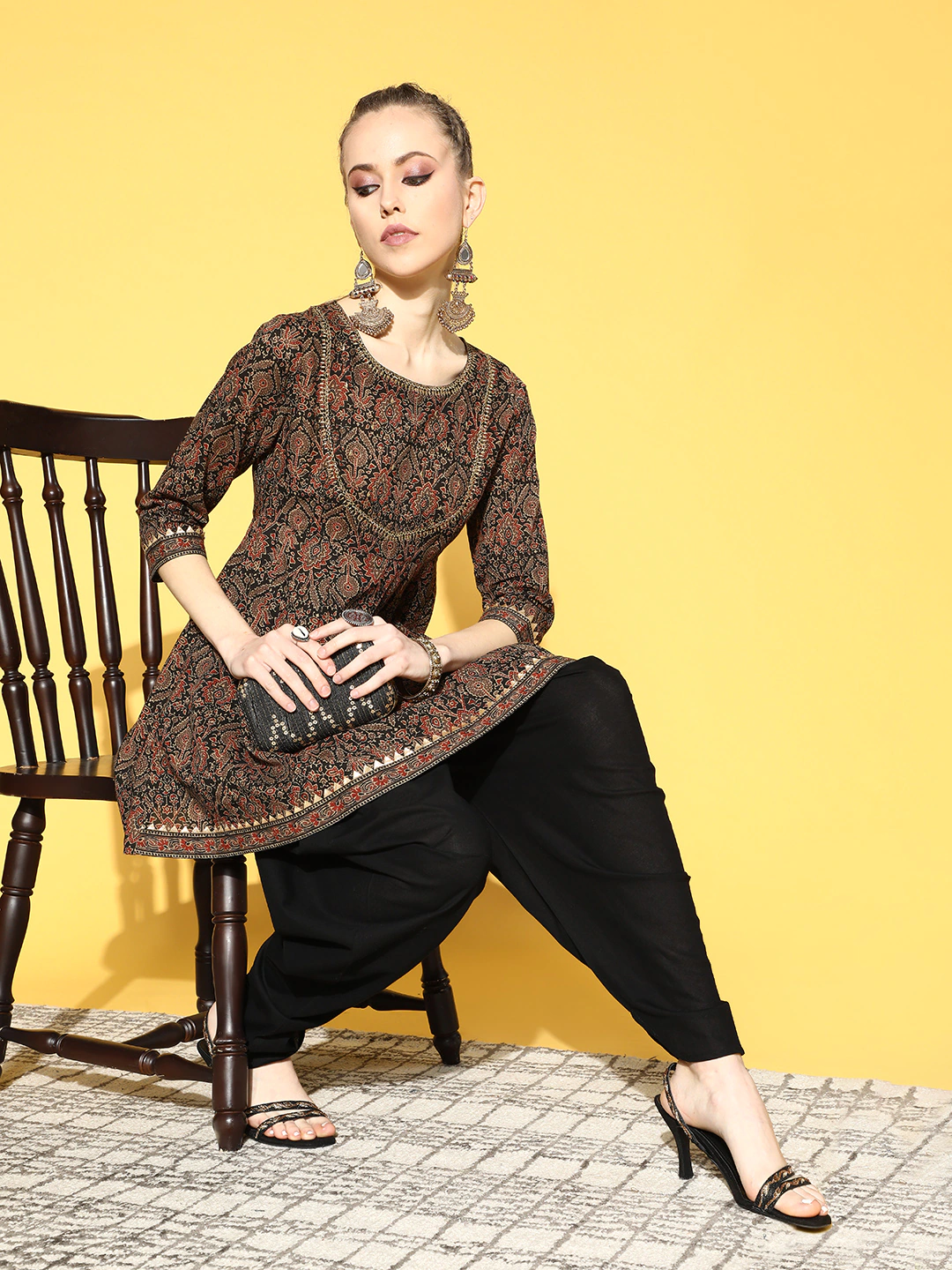 Ethnic Motifs Pure Cotton Dhoti Kurta Set