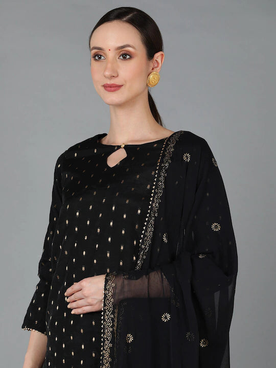 Women Ethnic Motifs Woven Design Kurta with Sharara & Dupatta