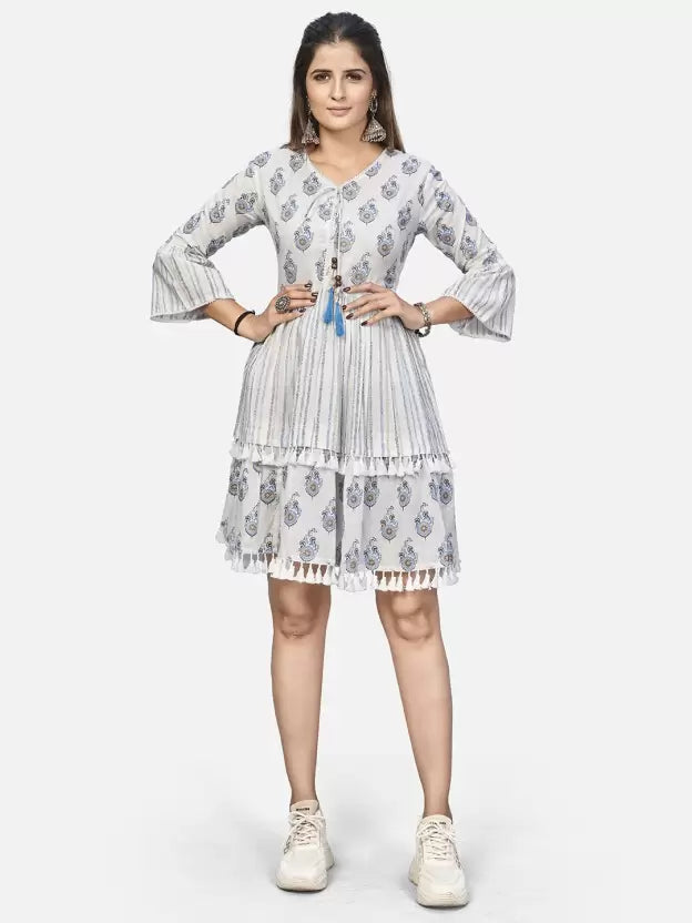 Women Fit and Flare Blue Dress