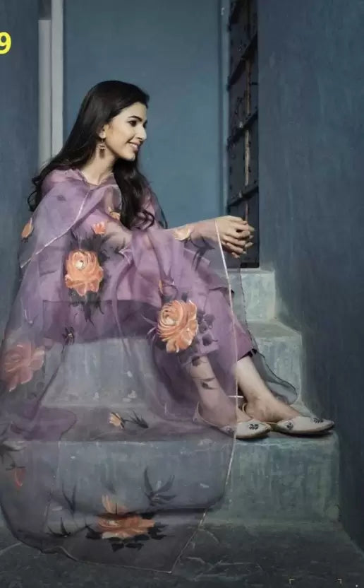 Floral Print Kurta Palazzo & Dupatta Set