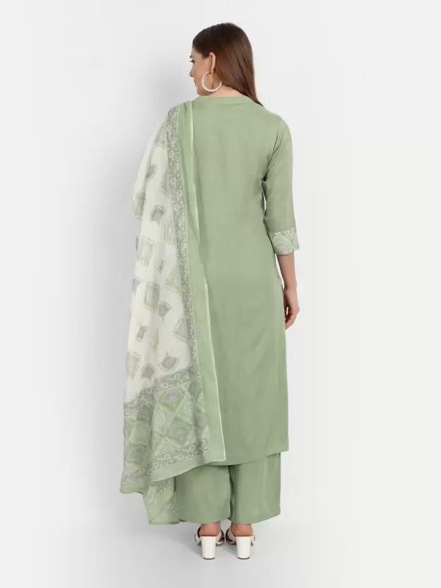 Women Green Viscose Rayon Kurta set