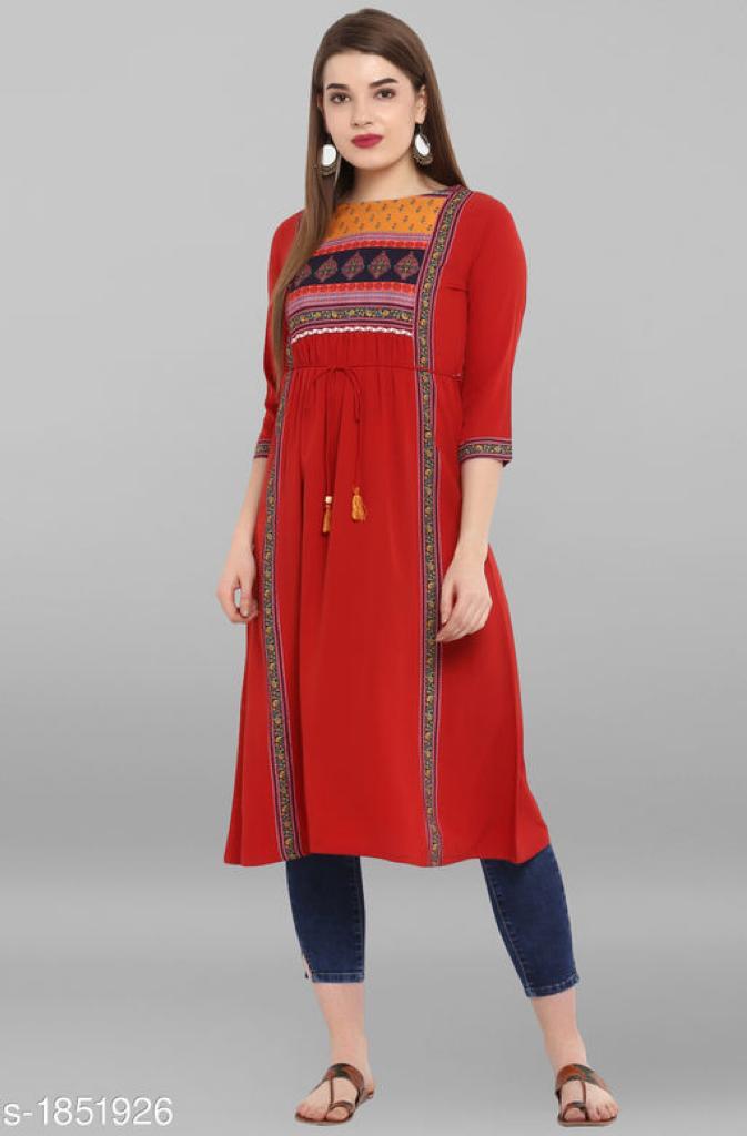 JANASYA CLASSY CREPE CASUAL WEAR A-LINE KURTIS
