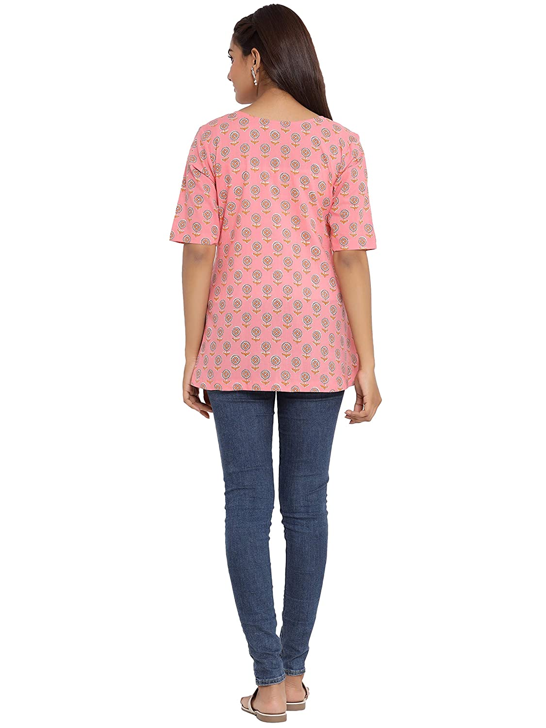 Women Cotton Paisley Printed Angrakha Top