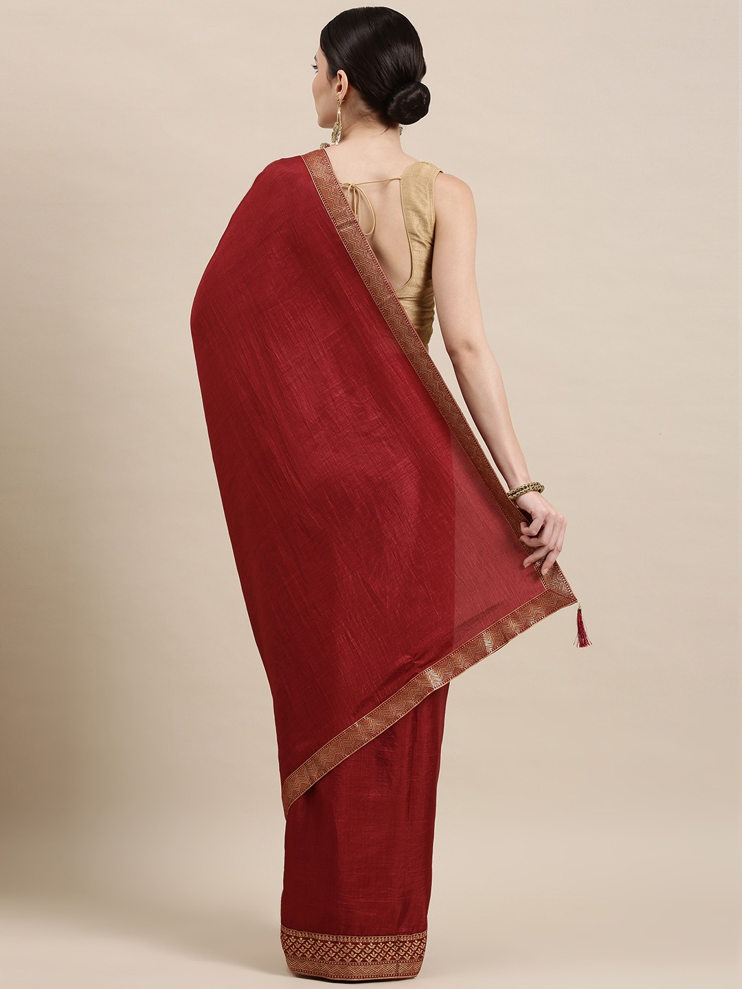 Maroon Solid Saree