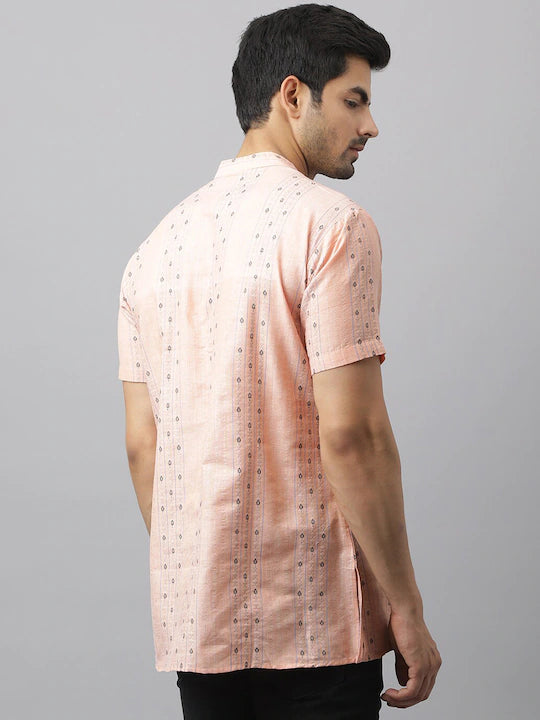 Men Pink Cotton Kurta
