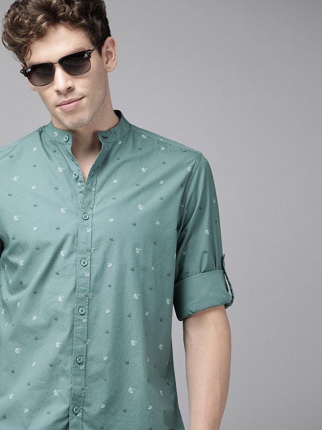 Men Green Regular Fit Printed Casual Shirt – Amy's Cart