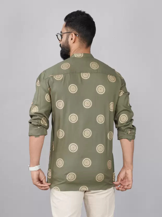 Men Printed Cotton Rayon Straight Kurta