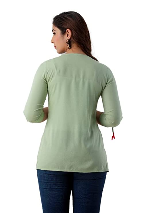 Mint Green Rayon Embroidered Top