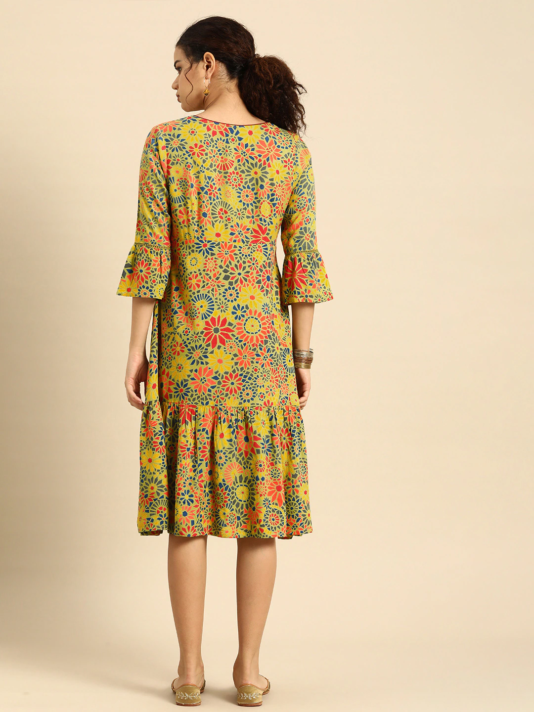 Multicoloured Floral A-Line Dress