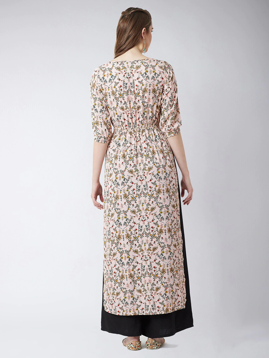 Pink Floral Printed Crepe Maxi Top