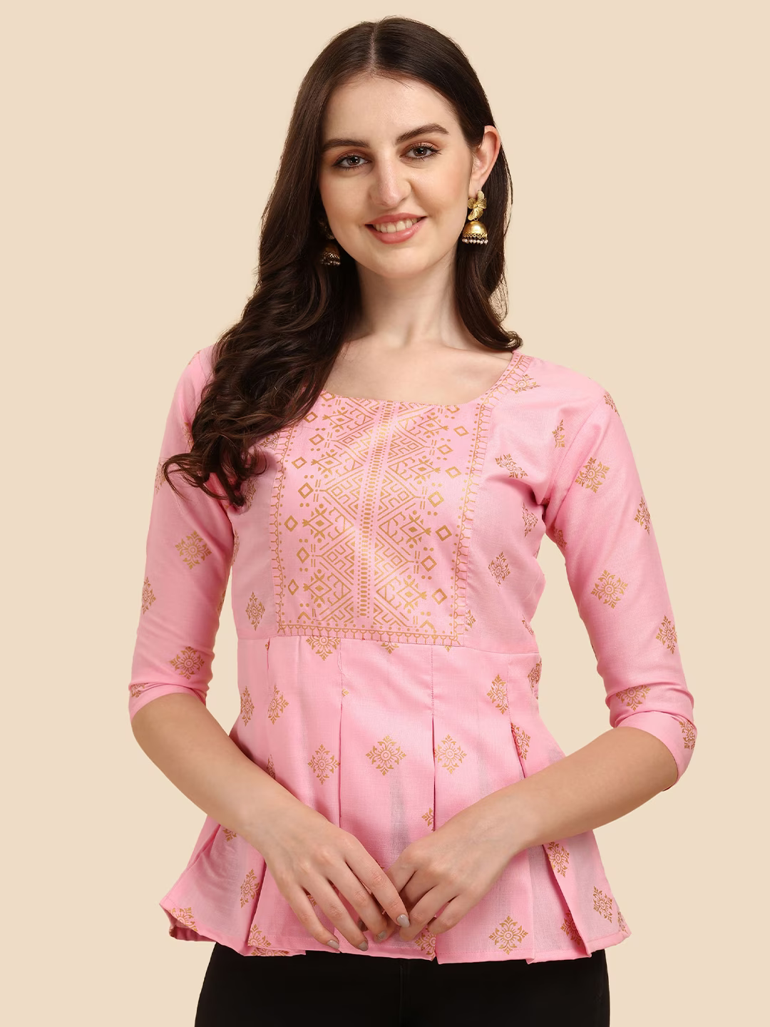 Women Green Ethnic Motifs Printed A-Line Top