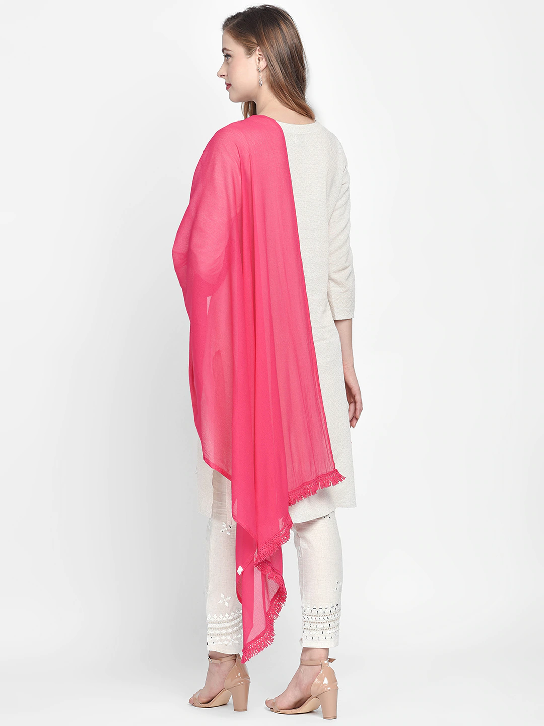 Pink Solid Dupatta