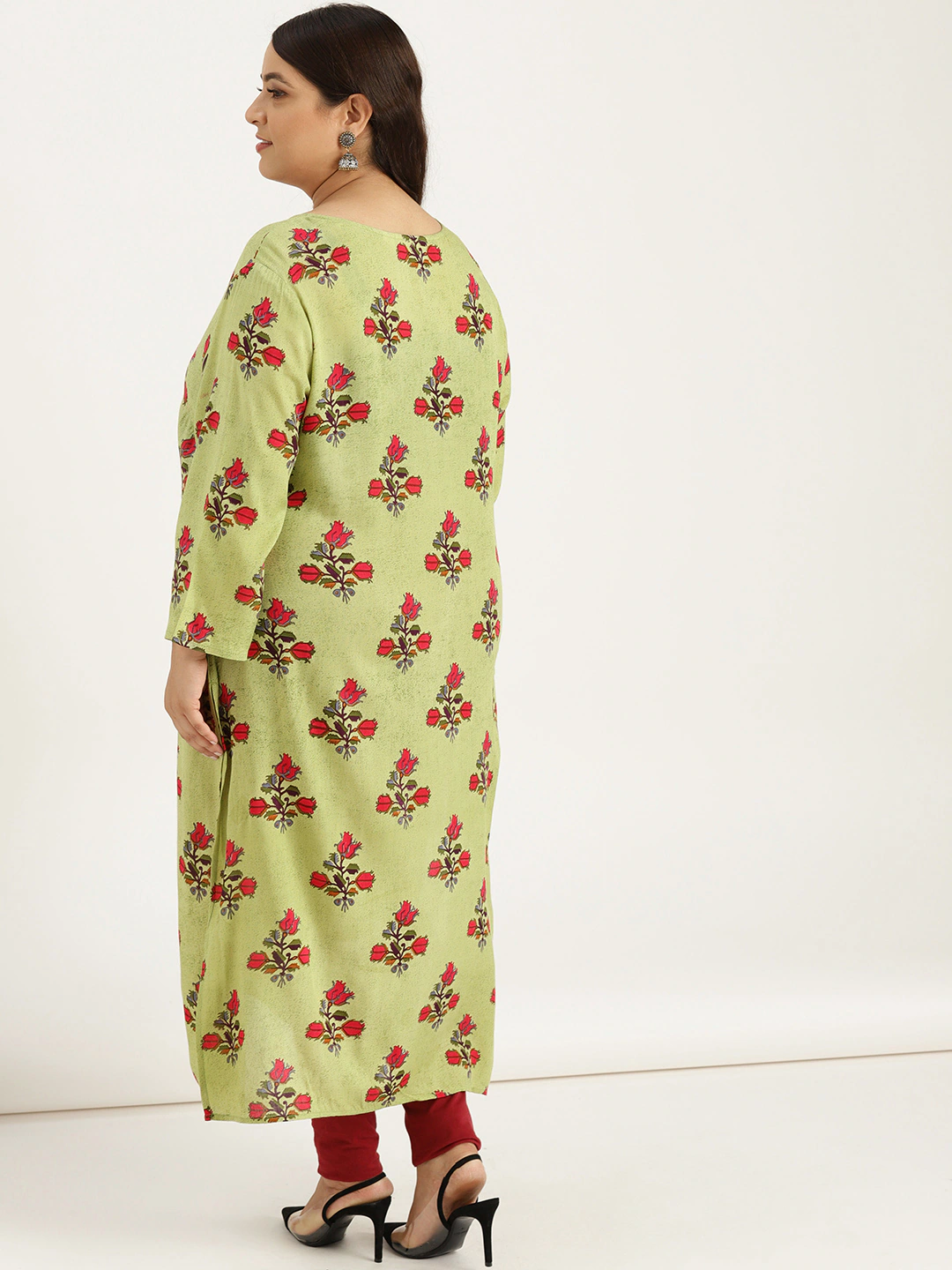 Plus Size Green Straight Kurta
