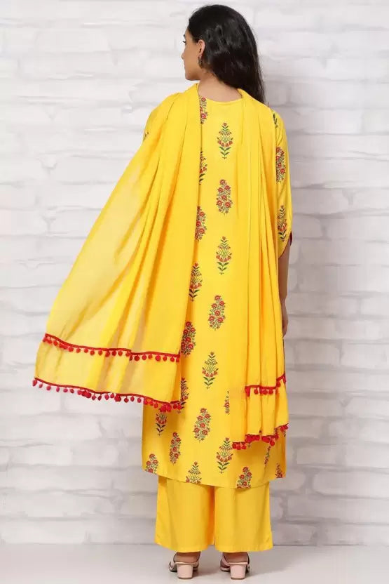 Printed Kurta, Palazzo & Dupatta Set