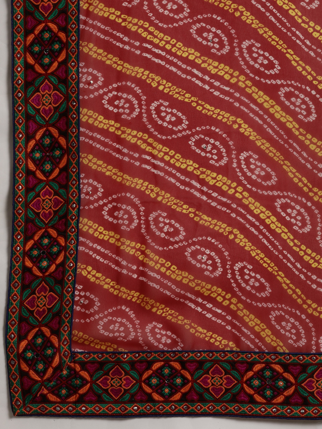 Red & White Georgette Saree