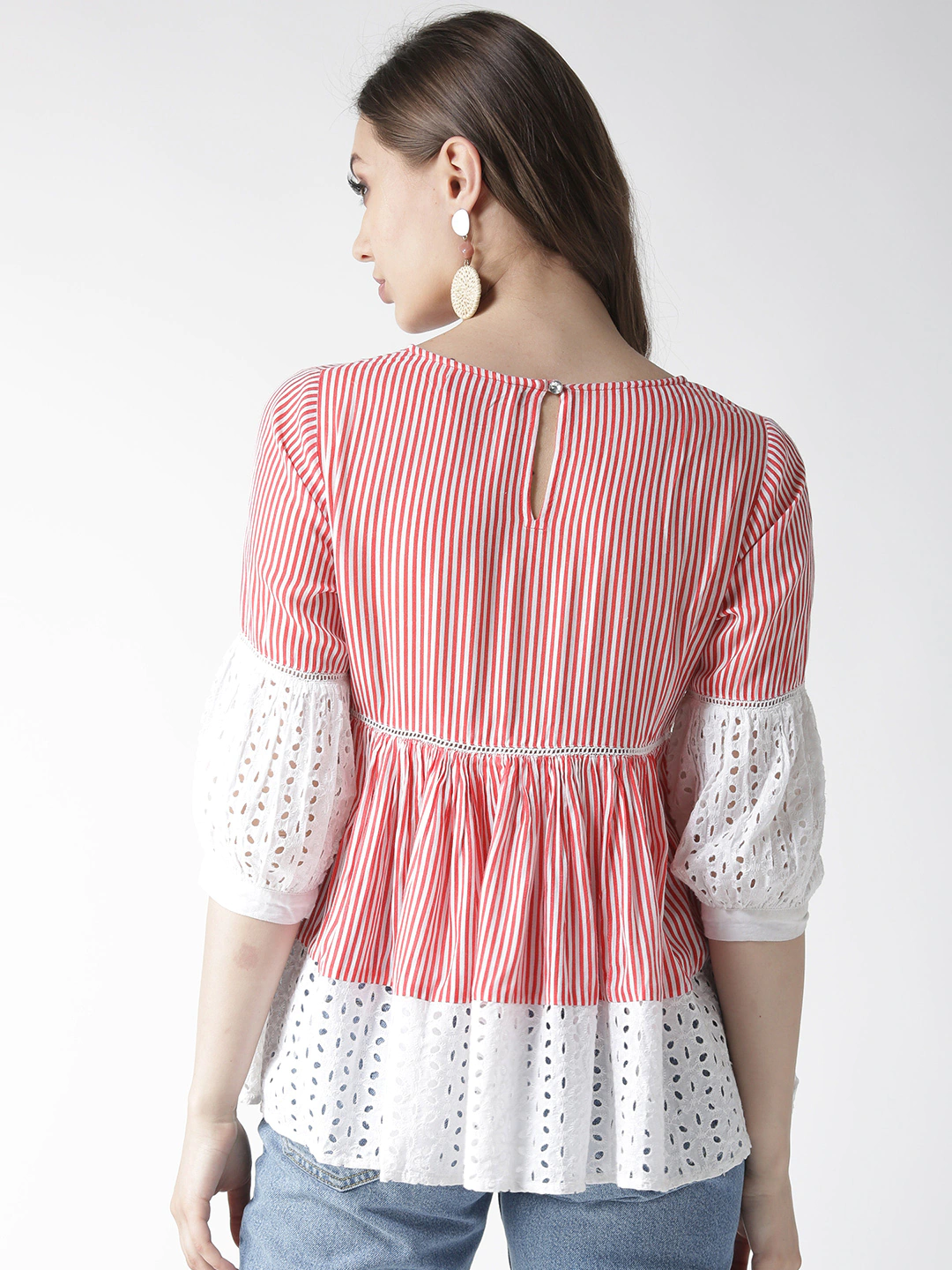 Red & White Striped A-Line Top