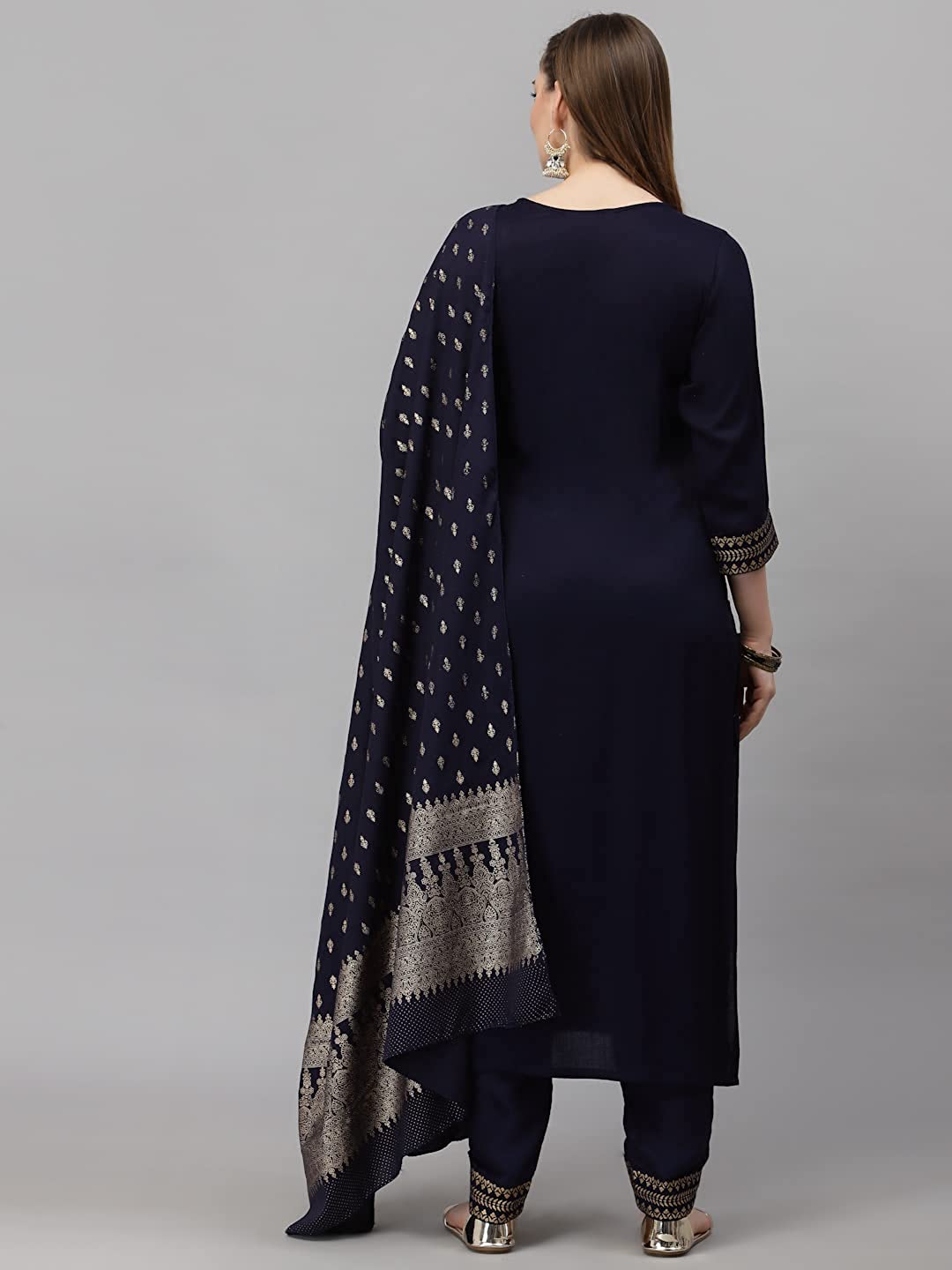 Women Dark Blue Kurta set with Dupatta