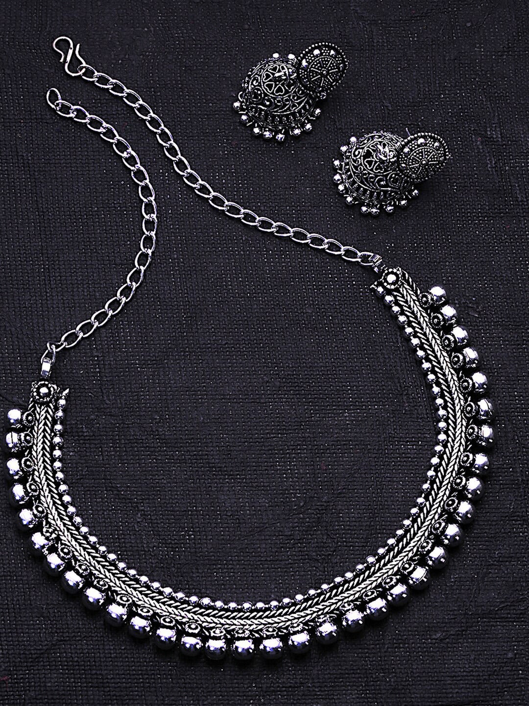Oxidised Silver-Plated Jewellery Set
