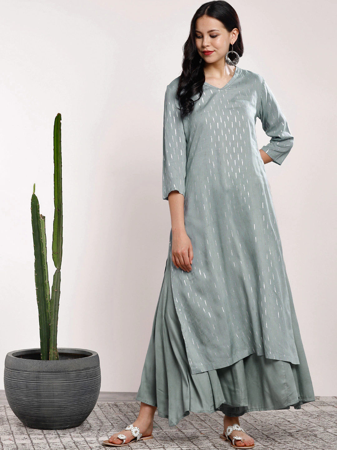 Women Grey Printed Kurta Set