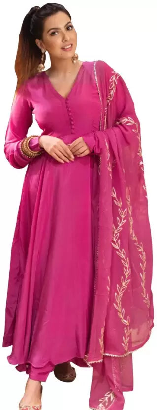 Solid Kurta Palazzo & Dupatta Set