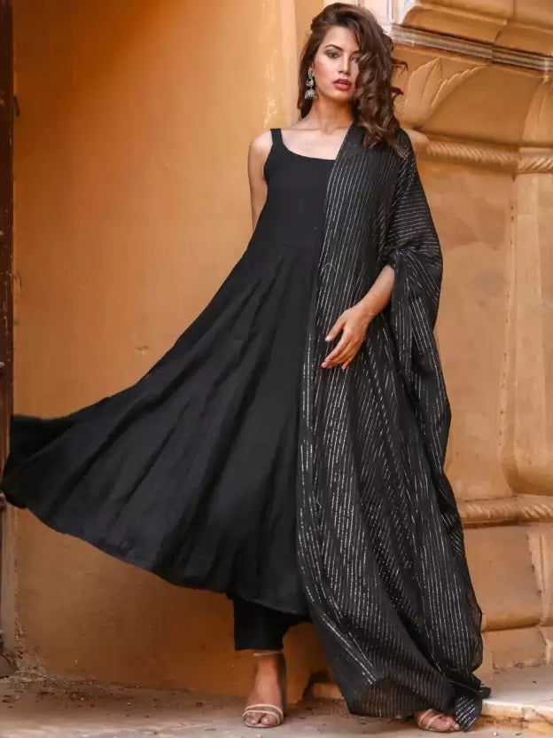 Women Solid Kurta, Palazzo & Dupatta Set